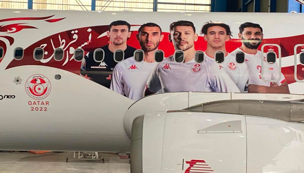 En photos : Tunisair habille son avion aux couleurs de l’équipe nationale