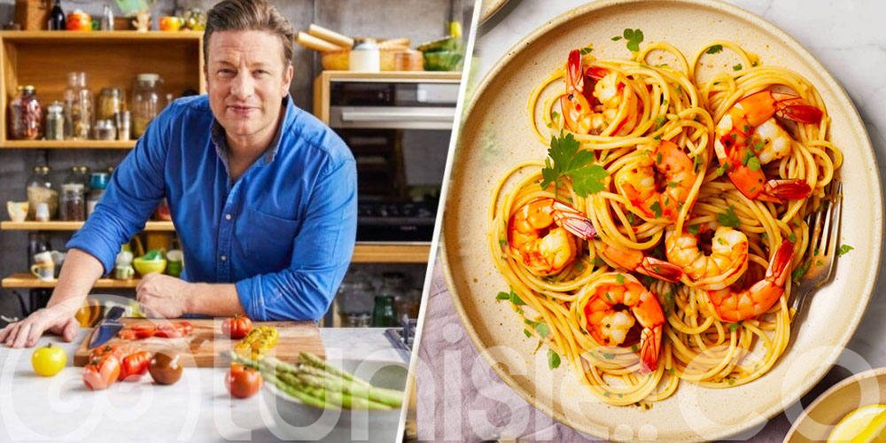 Recette de Spaghetti Tunisien aux Crevettes par le chef Jamie Oliver