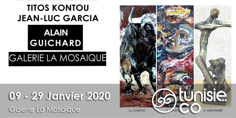 Vernissage expo Titos Kontou, Jean-Luc Garcia et Alain Guichard du 9 au 29 Janvier 2020