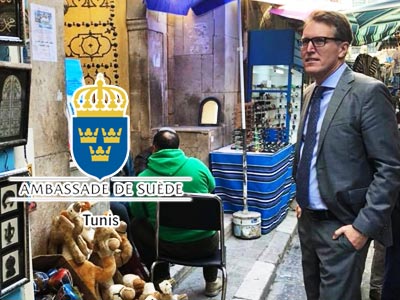 En photos : L'ambassadeur Fredrik Florén Ã  la découverte de la médina de Tunis
