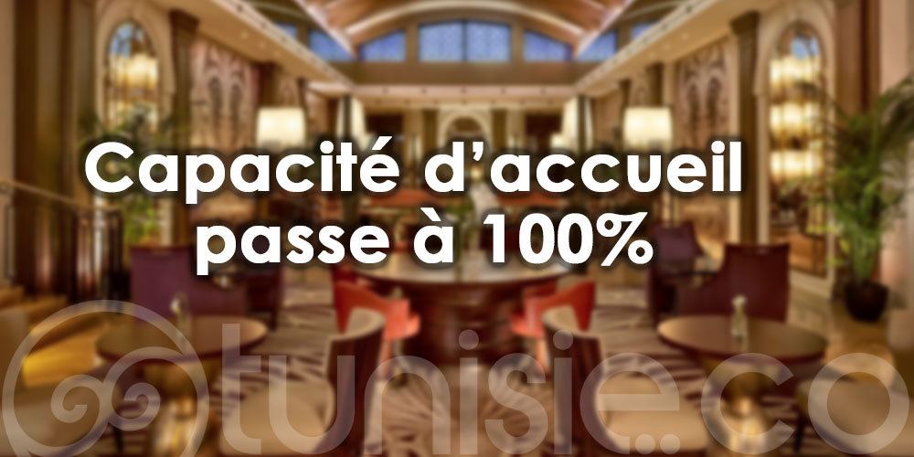 Capacité d’accueil passe à 100% dans les différents établissements touristiques.
