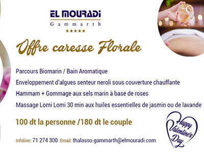 El Mouradi Gammarth fête la Saint-Valentin et lance son offre Caresse Florale du 8 au 21 Février