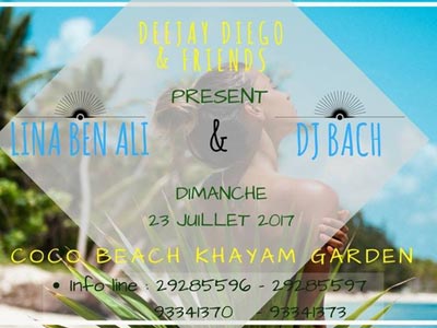 LINA BEN ALI et DJ BACH au Coco Beach Khayam Garden le 23 juillet