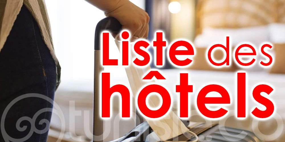 Liste des hôtels pour confinement en Tunisie - 1er Décembre 2021