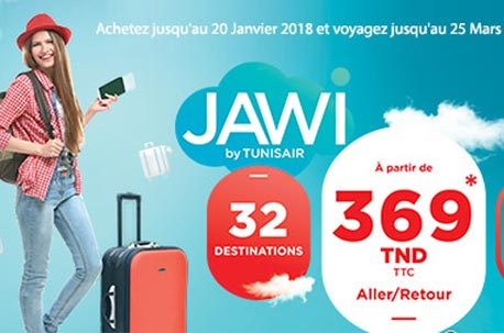 Tunisair lance sa promotion Jawi avec des tarifs entre 369 DT et 499 DT