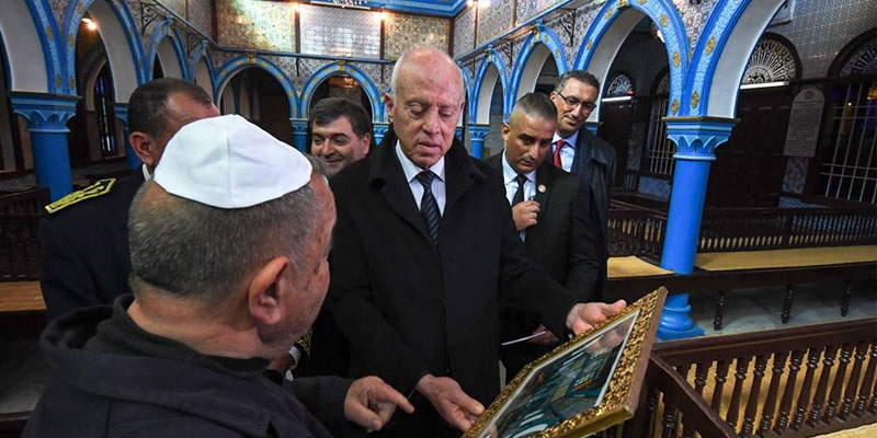 Le Président Kaïs Saïed est en visite à la synagogue de la Ghriba