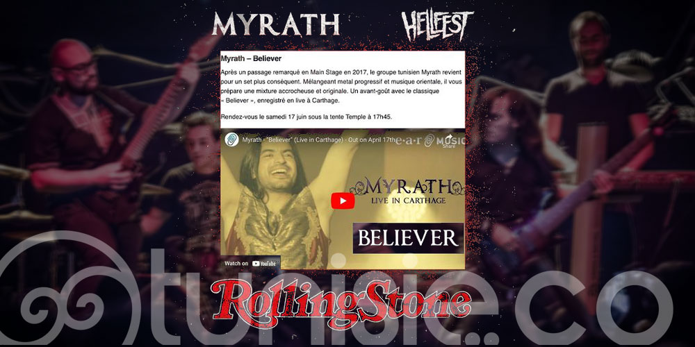  Rolling Stone France :  Le groupe tunisien MYrath dans la Play List Hellfest