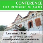 Débat autour d'un patrimoine en danger, samedi 6 avril Ã  Radès