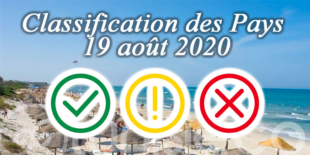 Nouvelle classification des Pays à la date du 19 Août 2020