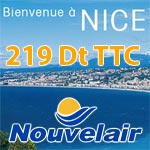 Un aller retour vers Nice pour 219 Dinars TTC avec Nouvelair
