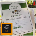 Le restaurant Tam Tam reçoit le Certificat d´Excellence TripAdvisor 2015