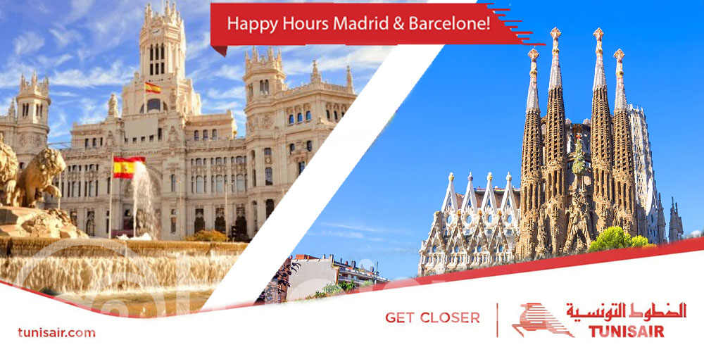 Découvrez Barcelone et Madrid avec Tunisair : Économisez 70% sur Votre Voyage !