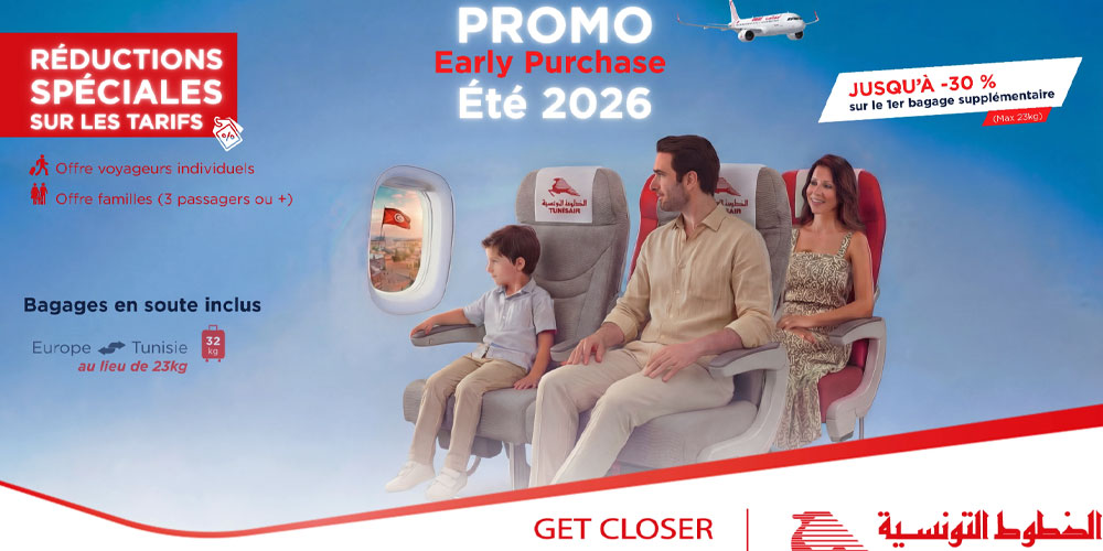 Été 2026 : profitez de la promo Early Purchase Tunisair