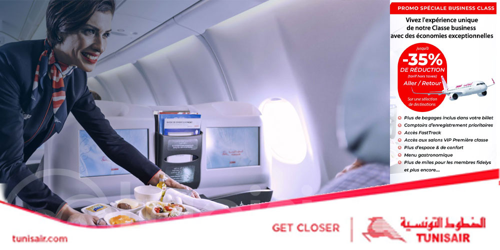 Voyagez avec style, voyagez en Classe Affaires avec Tunisair